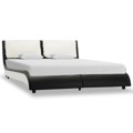 Estrutura de Cama 140x200 cm Couro Artificial Preto e Branco