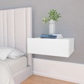 Mesa de Cabeceira Suspensa 40x30x15 cm Contraplacado Branco