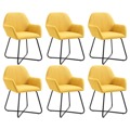 Cadeiras de Jantar 6 pcs Tecido Amarelo