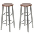 Bancos de Bar 4 pcs Mdf Prateado e Castanho