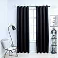 Cortinas Blackout com Argolas em Metal 2 pcs 140x175 cm Preto