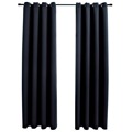 Cortinas Blackout com Argolas em Metal 2 pcs 140x225 cm Preto