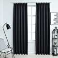 Cortinas Blackout com Ganchos 2 pcs 140x245 cm Preto