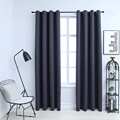 Cortinas Blackout com Argolas em Metal 2 pcs 140x245cm Antracite