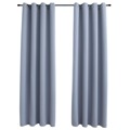 Cortinas Blackout com Argolas em Metal 2 pcs 140x175 cm Cinzento