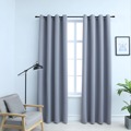 Cortinas Blackout com Argolas em Metal 2 pcs 140x225 cm Cinzento