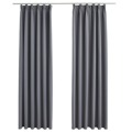 Cortinas Blackout com Ganchos 2 pcs 140x175 cm Cinzento