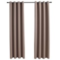 Cortinas Opacas com Argolas 2 pcs 140x175cm Cinzento Acastanhado