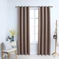 Cortinas Opacas com Argolas 2 pcs 140x175cm Cinzento Acastanhado