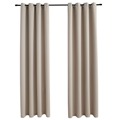 Cortinas Blackout com Argolas em Metal 2 pcs 140x245 cm Bege