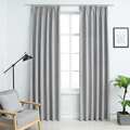 Cortinas Blackout com Ganchos 2 pcs 140x175 cm Cinzento