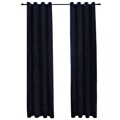 Cortinas Blackout com Argolas 2 pcs 140x175 cm Veludo Preto