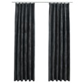 Cortinas Blackout com Ganchos 2 pcs 140x175 cm Veludo Antracite