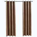 Cortinas Blackout com Argolas 2 pcs 140x175 cm Veludo Bege