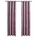 Cortinas Blackout C/ Argolas 2 pcs 140x225cm Veludo Rosa Antigo