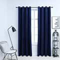 Cortinas Blackout com Argolas 2 pcs 140x225cm Veludo Azul Escuro