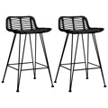 Cadeiras de Bar 2 pcs Vime Preto