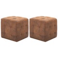 Pufe 2 pcs 30x30x30 cm Camurça Castanho