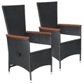 Cadeiras de Exterior com Almofadões 2 pcs Vime Pe Preto