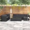 Lounge de Jardim com Almofadões Vime Pe Preto 9 pcs