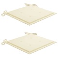 Almofadões para Cadeiras de Jardim 2 pcs 50x50x3 cm Creme