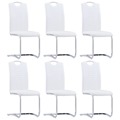 Cadeiras de Jantar Cantilever 6 pcs Couro Artificial Branco