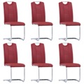 Cadeiras de Jantar Cantilever 6 pcs Couro Artificial Vermelho
