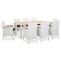 Conjunto de Jantar para Exterior Vime Pe Branco 9 pcs