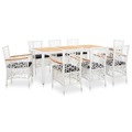 Conjunto de Jantar para Exterior Vime Pe Branco 9 pcs