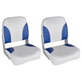 Assentos Barco 2 pcs Encosto Dobrável Azul e Branco 41x36x48 cm