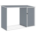 Abrigo de Lenha Jardim 245x98x159 cm Aço Galvanizado Cinzento