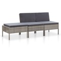 Conjunto Lounge de Jardim C/ Almofadões 3 pcs Vime Pe Cinzento