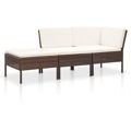 Conjunto Lounge Jardim C/ Almofadões Vime Pe Castanho 3 pcs