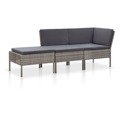 Conjunto Lounge de Jardim C/ Almofadões 3 pcs Vime Pe Cinzento