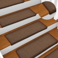 Tapete/carpete para Degraus 15 pcs 65x25 cm Castanho