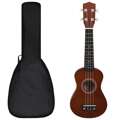 Conjunto Ukulele Soprano Infantil C/ Saco Madeira Escura 21"