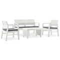 Conjunto Lounge de Jardim com Almofadões Plástico Branco 4 pcs