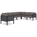 Conjunto Lounge de Jardim C/ Almofadões Vime Pe Antracite 7 pcs