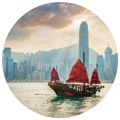 Wallart Papel de Parede Circular "skyline With Junk Boat" 190 cm