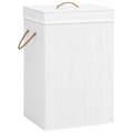 Cesto para Roupa Suja 72 L Bambu Branco