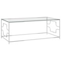 Mesa de Centro 120x60x45 cm Aço Inoxidável Prateado e Vidro