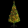 Árvore de Natal Artificial C/ Enfeites e Luzes LED 210 cm Verde