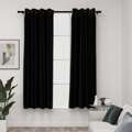 Cortinas Opacas Aspeto Linho C/ Ilhós 2 pcs 140x175 cm Preto