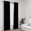 Cortinas Opacas Aspeto Linho C/ Ilhós 2 pcs 140x245 cm Preto