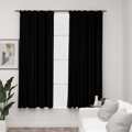 Cortinas Opacas Aspeto Linho com Ganchos 2 pcs 140x175 cm Preto