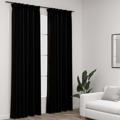 Cortinas Opacas Aspeto Linho com Ganchos 2 pcs 140x225 cm Preto