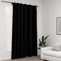 Cortinas Opacas Aspeto Linho com Ganchos 290x245 cm Preto