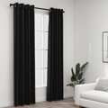 Cortinas Opacas Aspeto Linho 2 pcs 140x225 cm Antracite