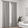 Cortinas Opacas Aspeto Linho C/ Ganchos 2pcs 140x225cm Cinzento