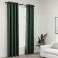 Cortinas Opacas Aspeto Linho C/ Ilhós 2 pcs 140x225 cm Verde